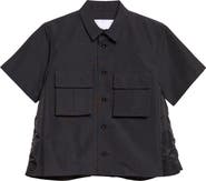 Sacai Grosgrain Bonded Nylon Twill Short Sleeve Shirt