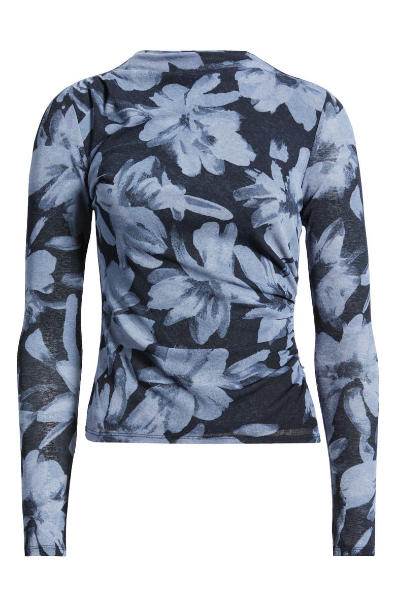 Rails Joelle Floral Ruched Mesh Funnel Neck Top, Alternate, color,