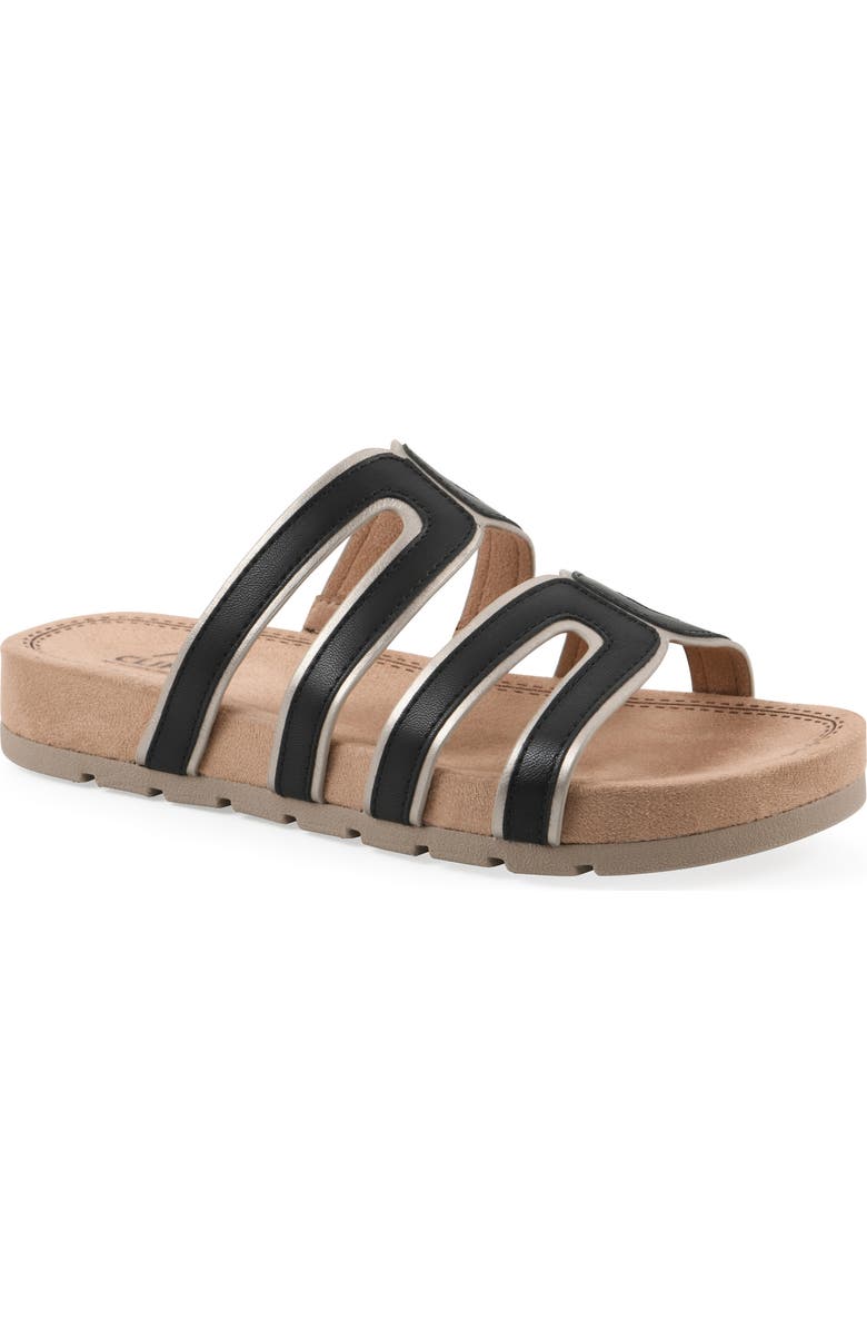 CLIFFS BY WHITE MOUNTAIN Tina Rose Slide Sandal, Main, color, Black/ Pale Gold