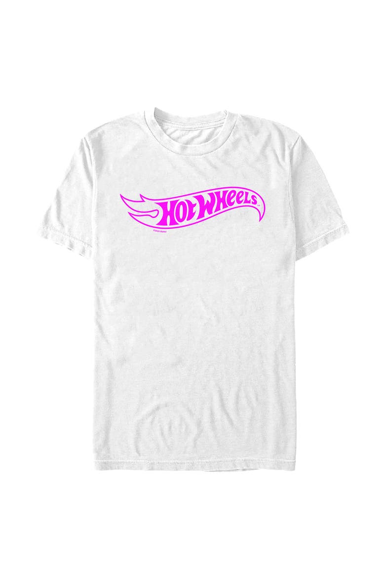 Men's Hot Wheels Classic Pink Logo  Graphic T-Shirt, Main, color, White