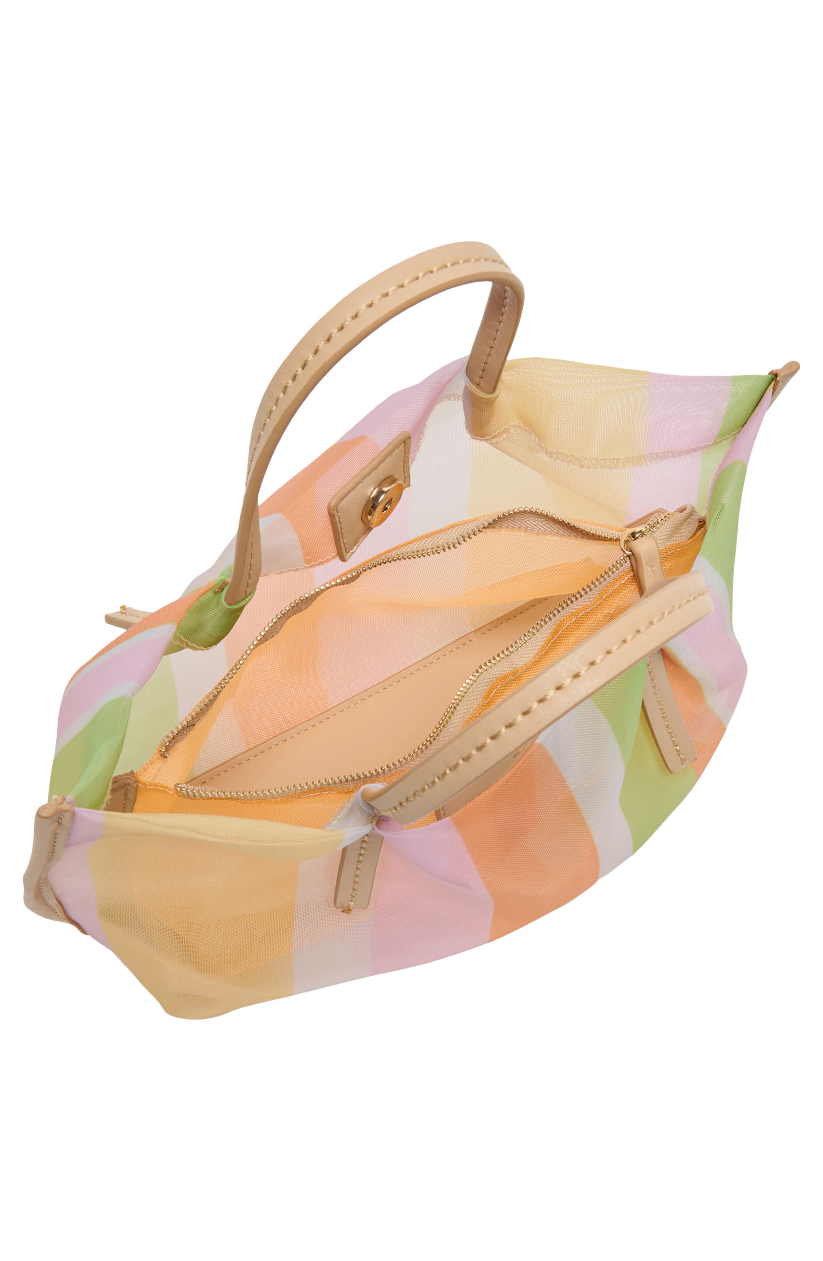 Selene Mesh Tote Bag, Alternate, color, PINK STRIPE MULTI
