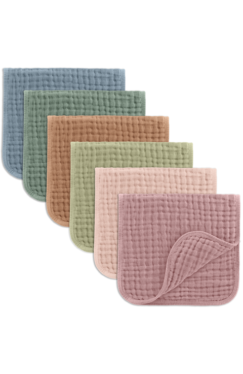 Muslin Burp Cloths - Pack of 6