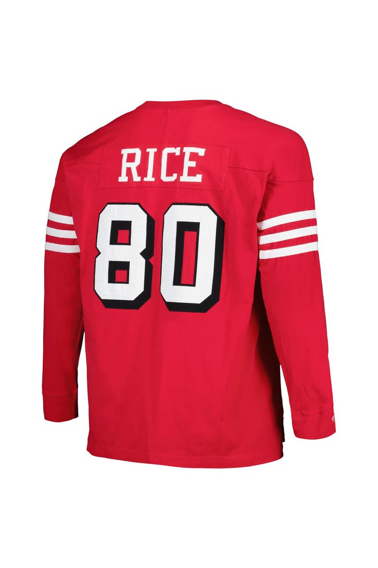 Men's Mitchell & Ness Jerry Rice Scarlet San Francisco 49ers Big & Tall Cut & Sew Player Name & Number Long Sleeve T-Shirt, Alternate, color, Scarlet