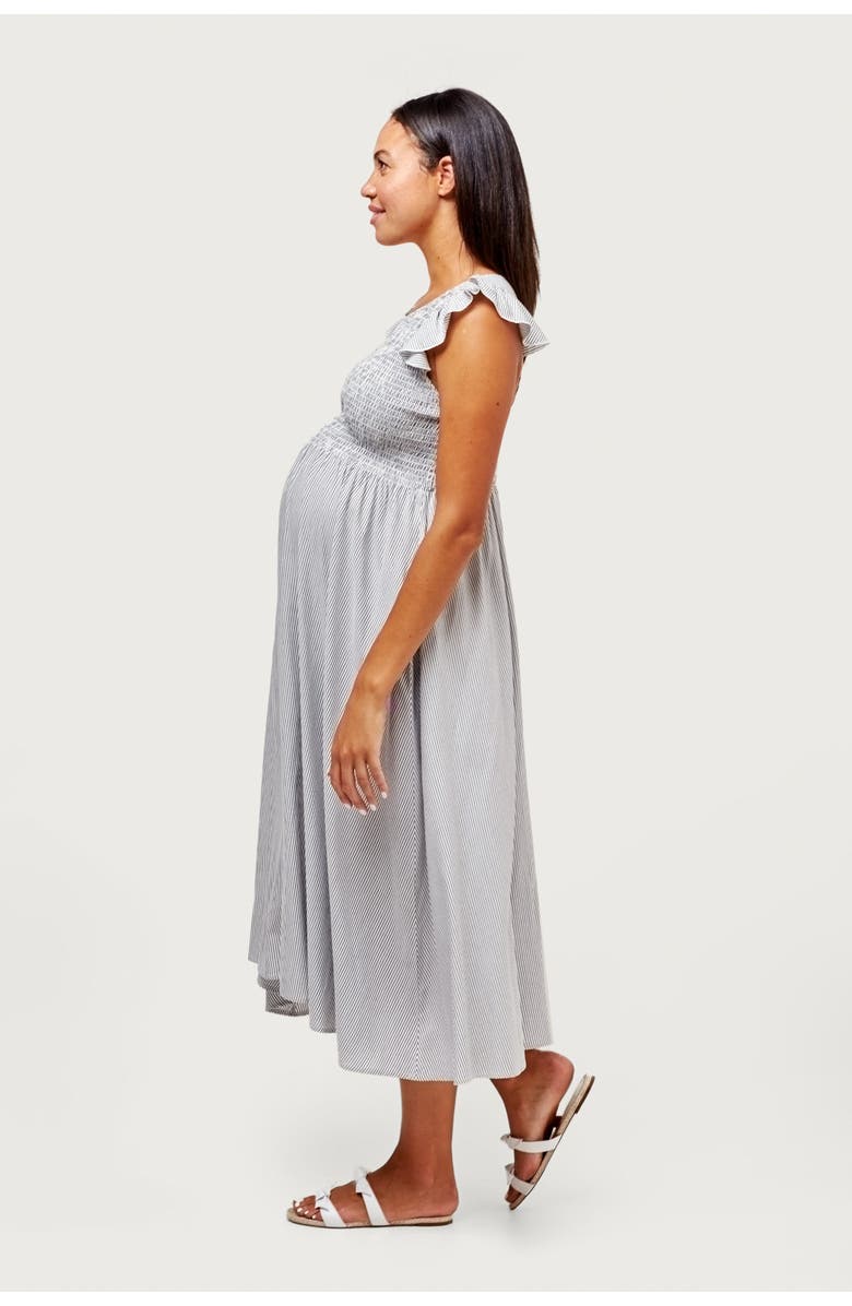 Nom Maternity Harper Smocked Maternity Dress, Alternate, color, Microstripe