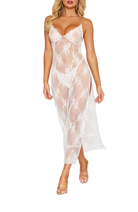 Lace Longline Chemise & G-String Set
