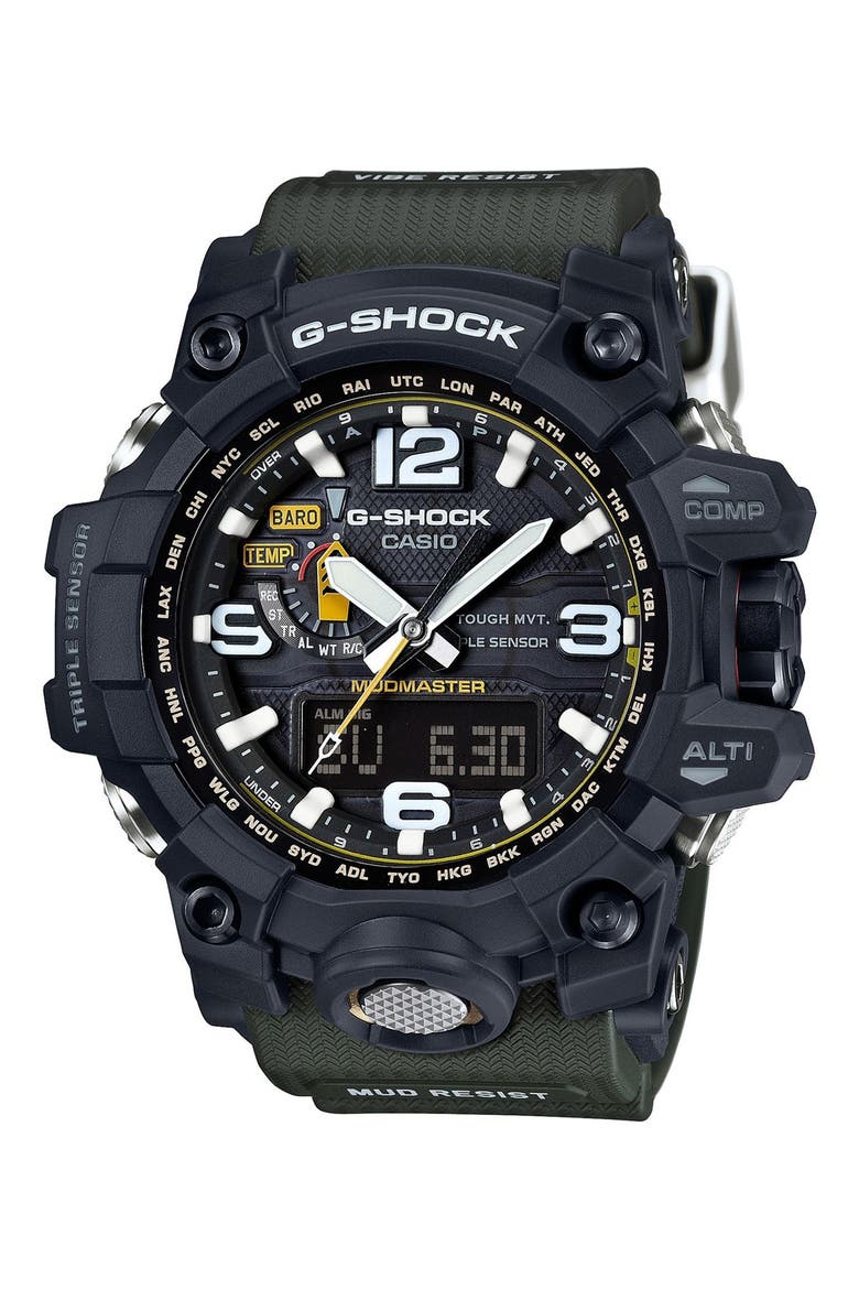 'Mudmaster Atomic' Resin Watch, 56mm, Main, color, BLACK