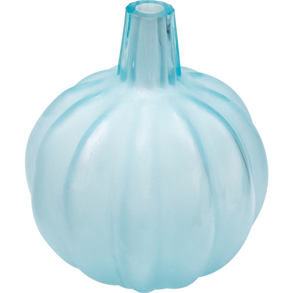 Northlight Transparent Glass Pumpkin Candle Holder In Blue