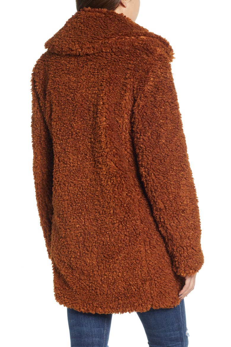 Faux Shearling Coat, Alternate, color, RUST