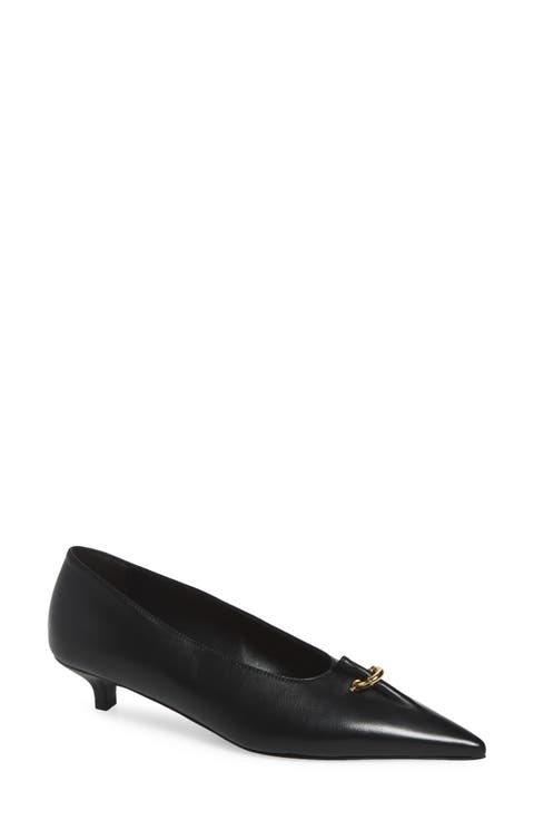 Pierced Pointed Toe Leather Pump