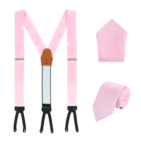 Sutton Solid Color Silk Brace Necktie and Pocket Square Set