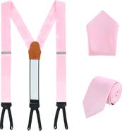 Trafalgar Sutton Solid Color Silk Brace Necktie and Pocket Square Set