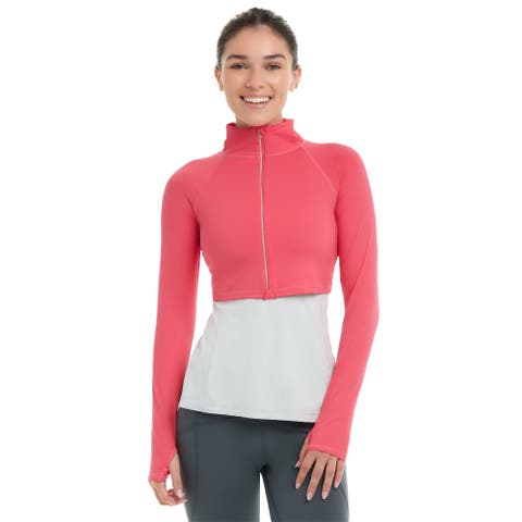 Women's Full Zip Crop Top Sun Shirt
