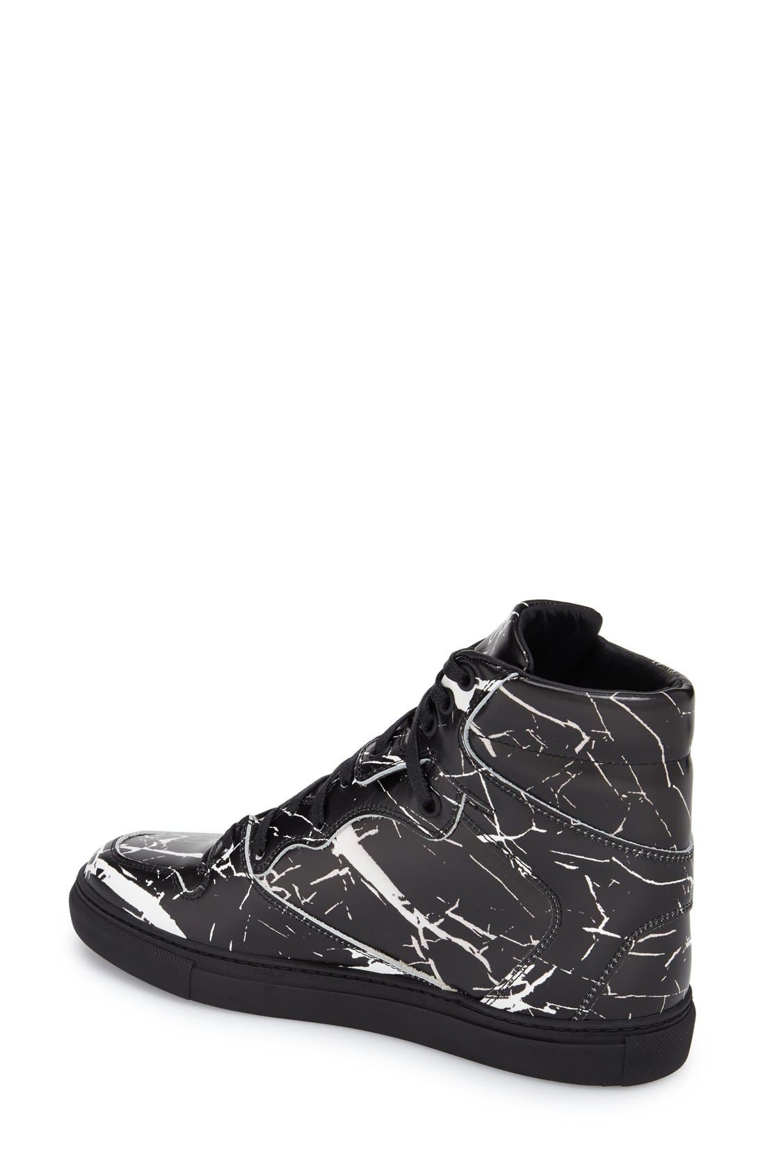 'Trainer' High Top Sneaker, Alternate, color, BLACK CALFSKIN