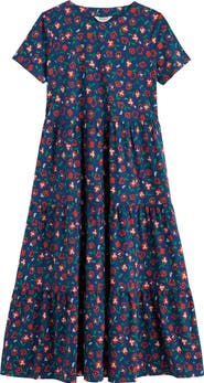 Seasalt Cornwall Line Strokes Floral Organic Cotton Midi Dress