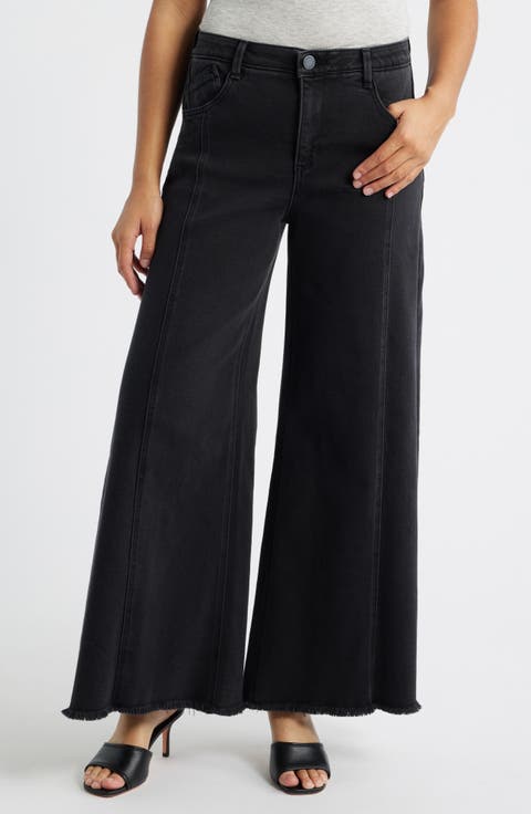 Skyrise Seamed Super Wide Leg Jeans (Washed Black Artisanal)