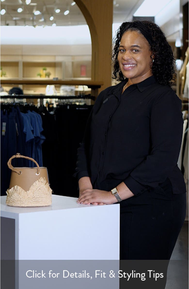 Jojo Leather & Raffia Top Handle Bag, sales video thumbnail