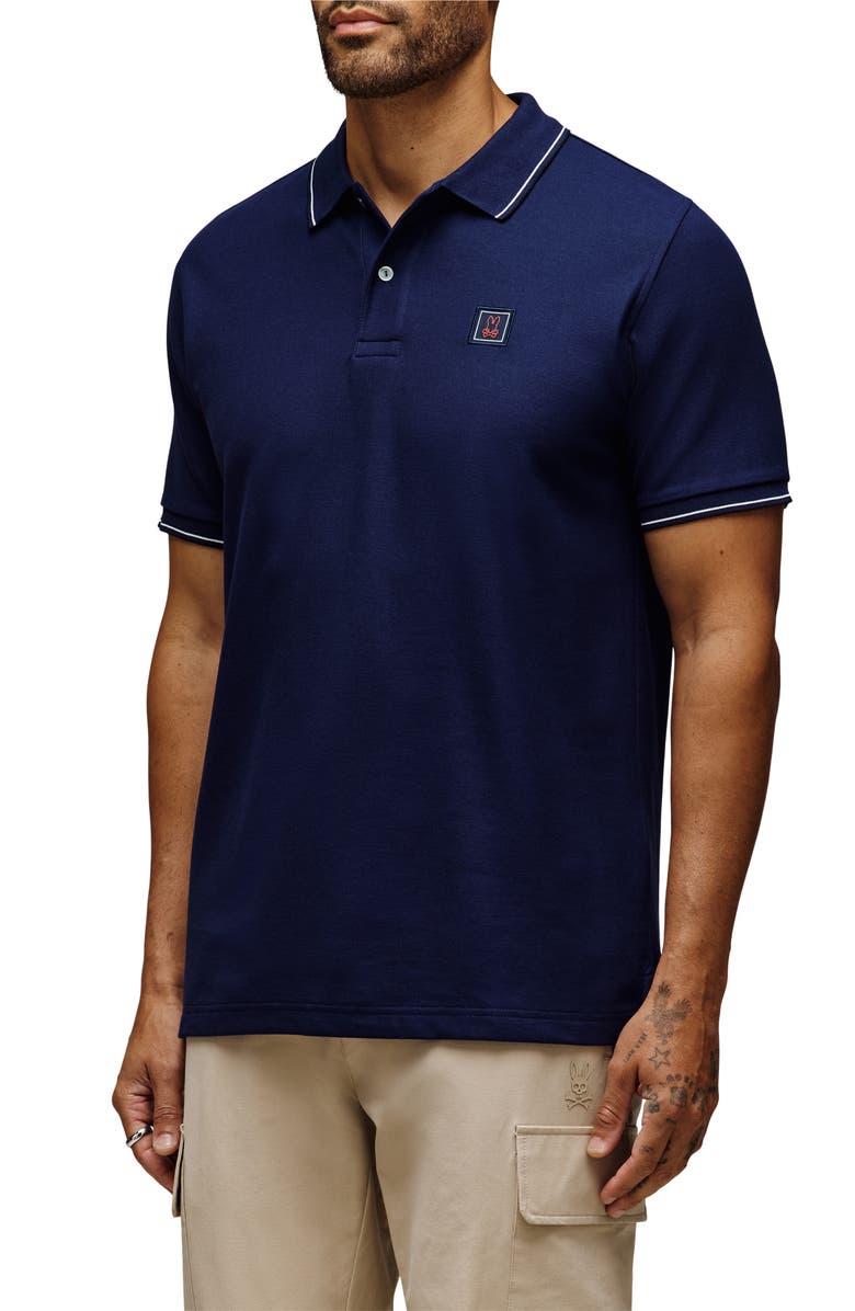 Psycho Bunny Joseph Tipped Pima Cotton Piqué Polo, Alternate, color, Evening Blue