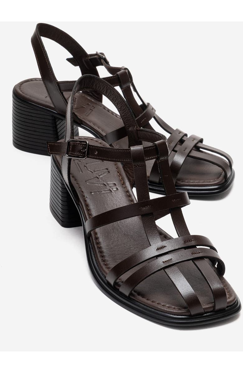 Forever & Always Shoes Cielos Leather Block Heel Sandal, Main, color, Brown