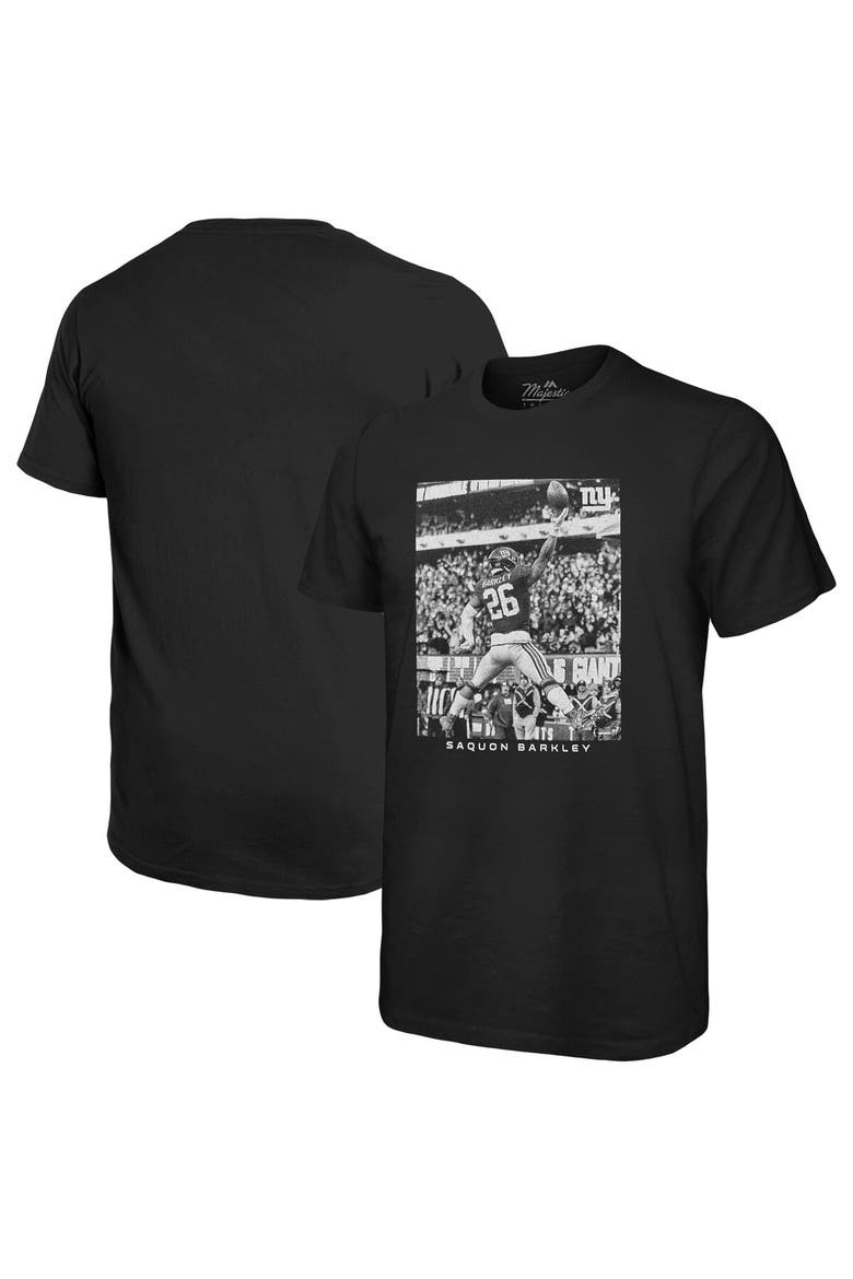 Men's Majestic Threads Saquon Barkley Black New York Giants Oversized Player Image T-Shirt, Main, color, Black