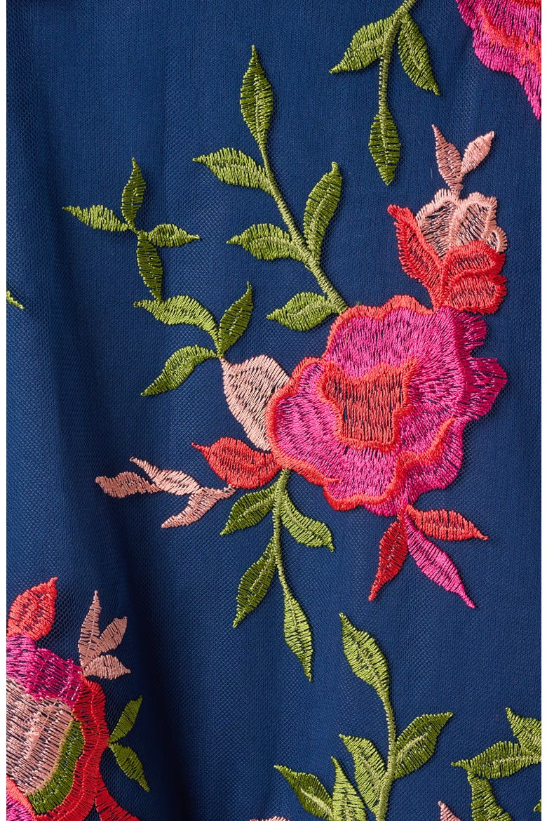 Embroidered Floral Mock Neck Minidress, Alternate, color, NAVY/ PINK MULTI