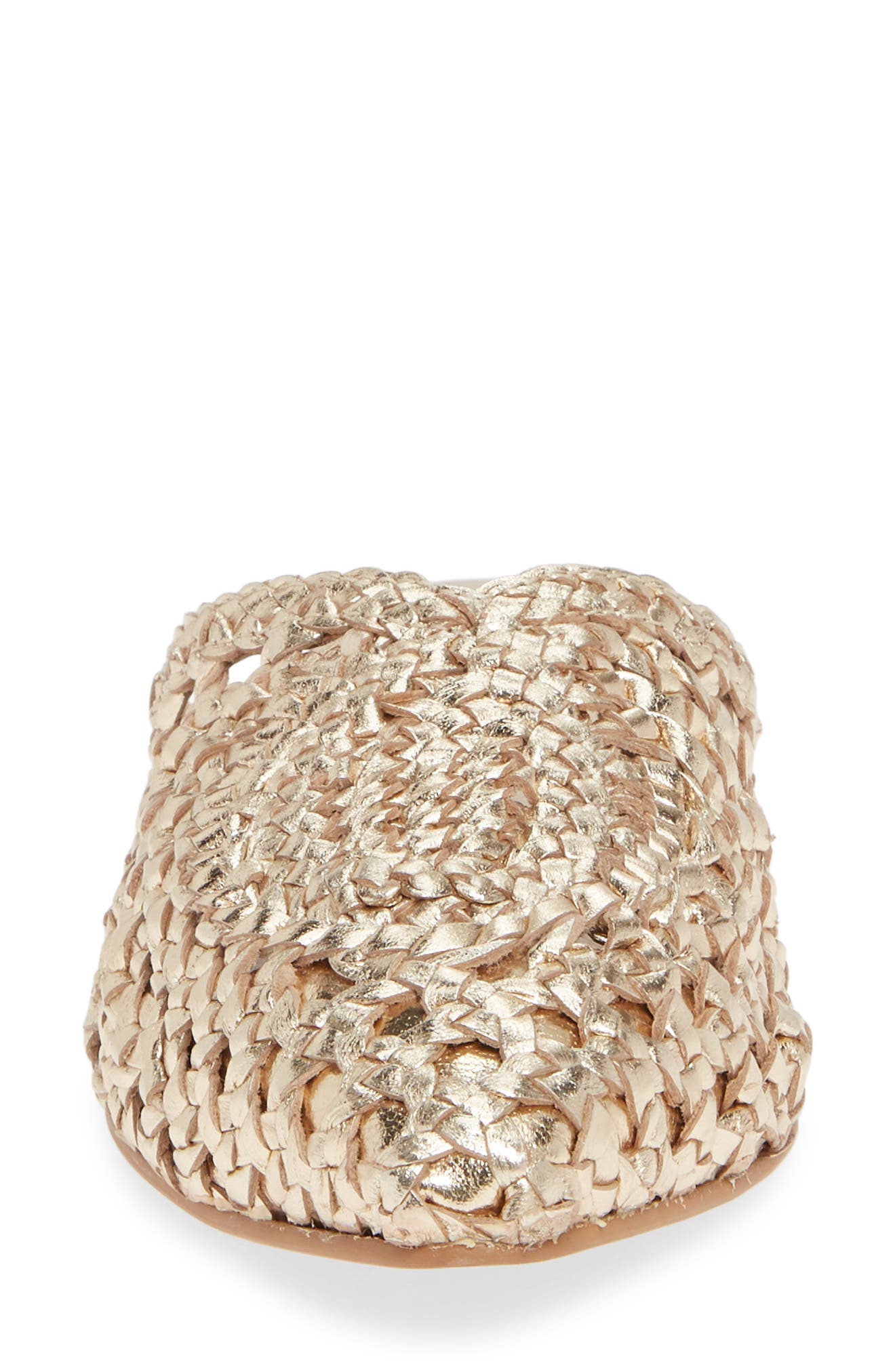 42 Gold Charmed Pointed Toe Mule, Alternate, color, Gold Leather