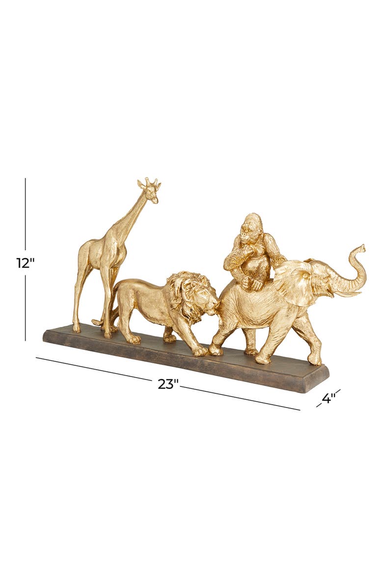 VIVIAN LUNE HOME Goldtone Polystone Safari Animal Sculpture, Alternate, color, 