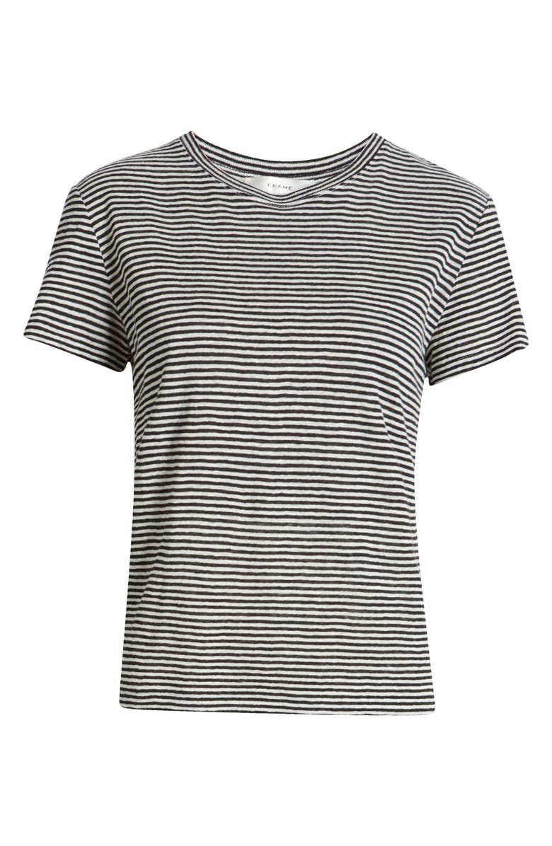 FRAME The Stripe Linen Baby T-Shirt, Alternate, color, Black Multi