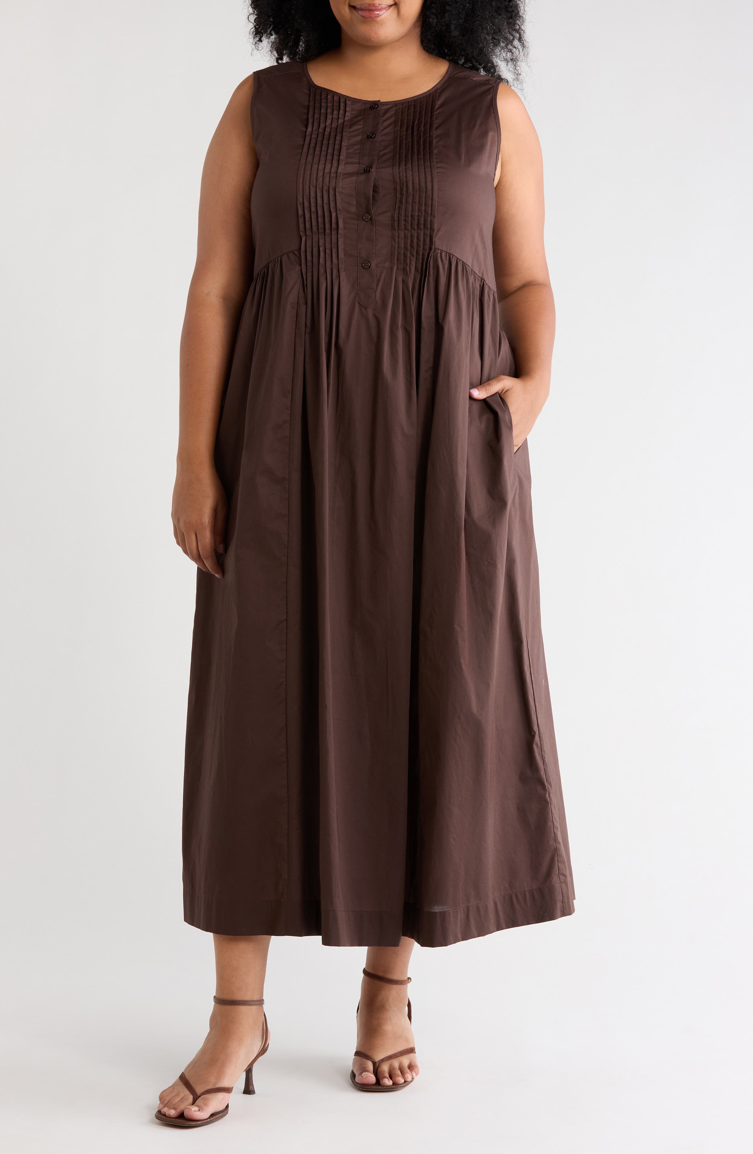 Pleated Front Maxi Dress