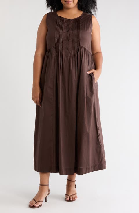 Pleated Front Maxi Dress