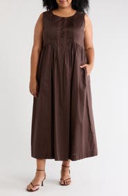 MAX STUDIO Pleated Front Maxi Dress