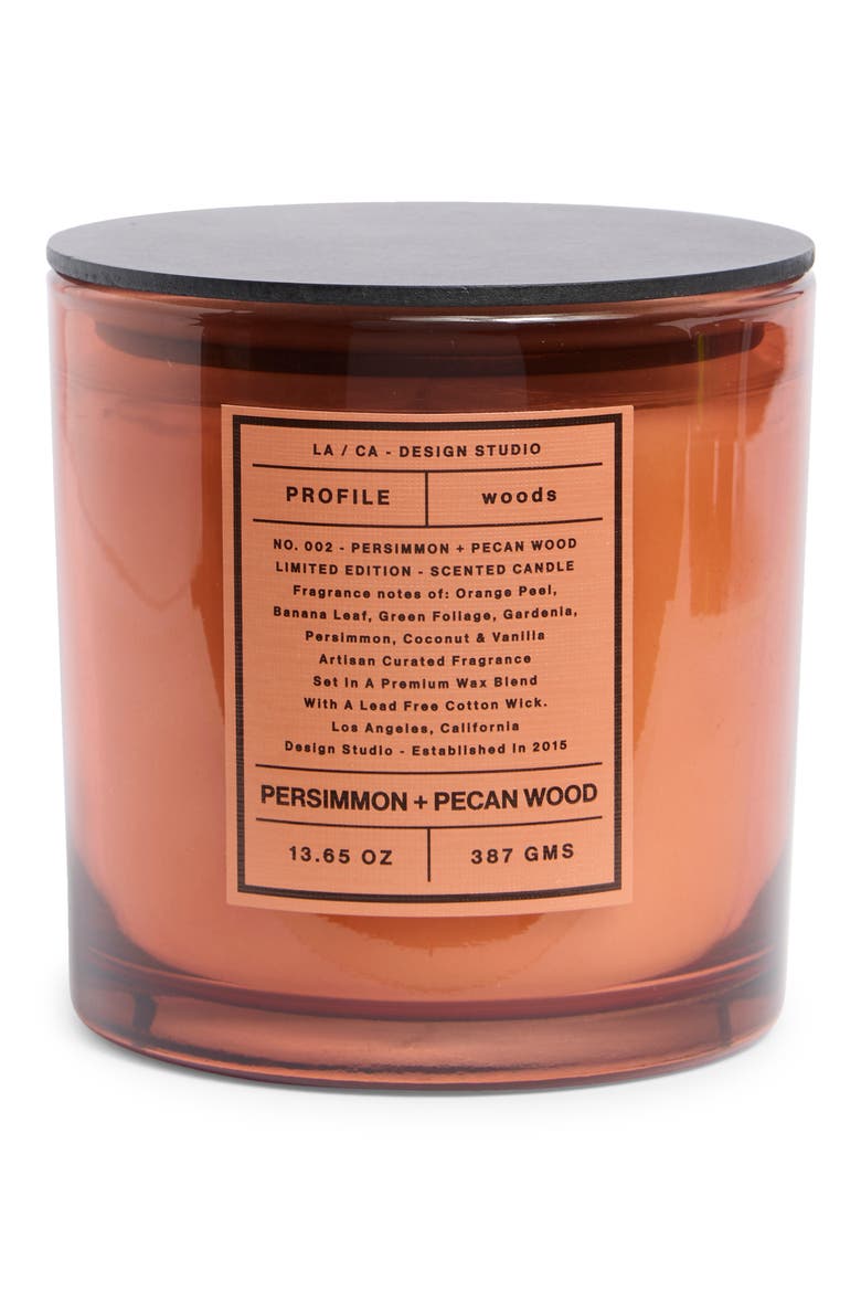 Persimmon + Pecan Wood Glass Jar Candle, Main, color, PERSIMMON / PECAN