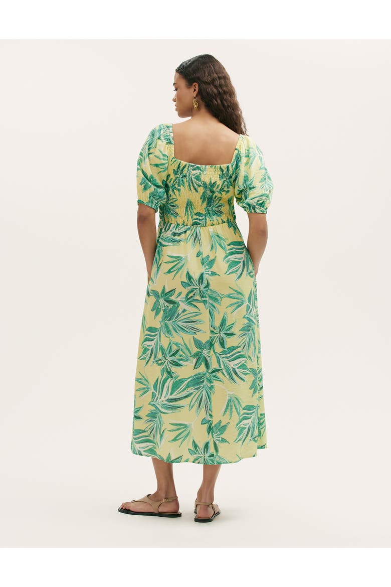 Enzo Short Sleeve Floral Midi Dress, Alternate, color, Lime Tropical Bloom