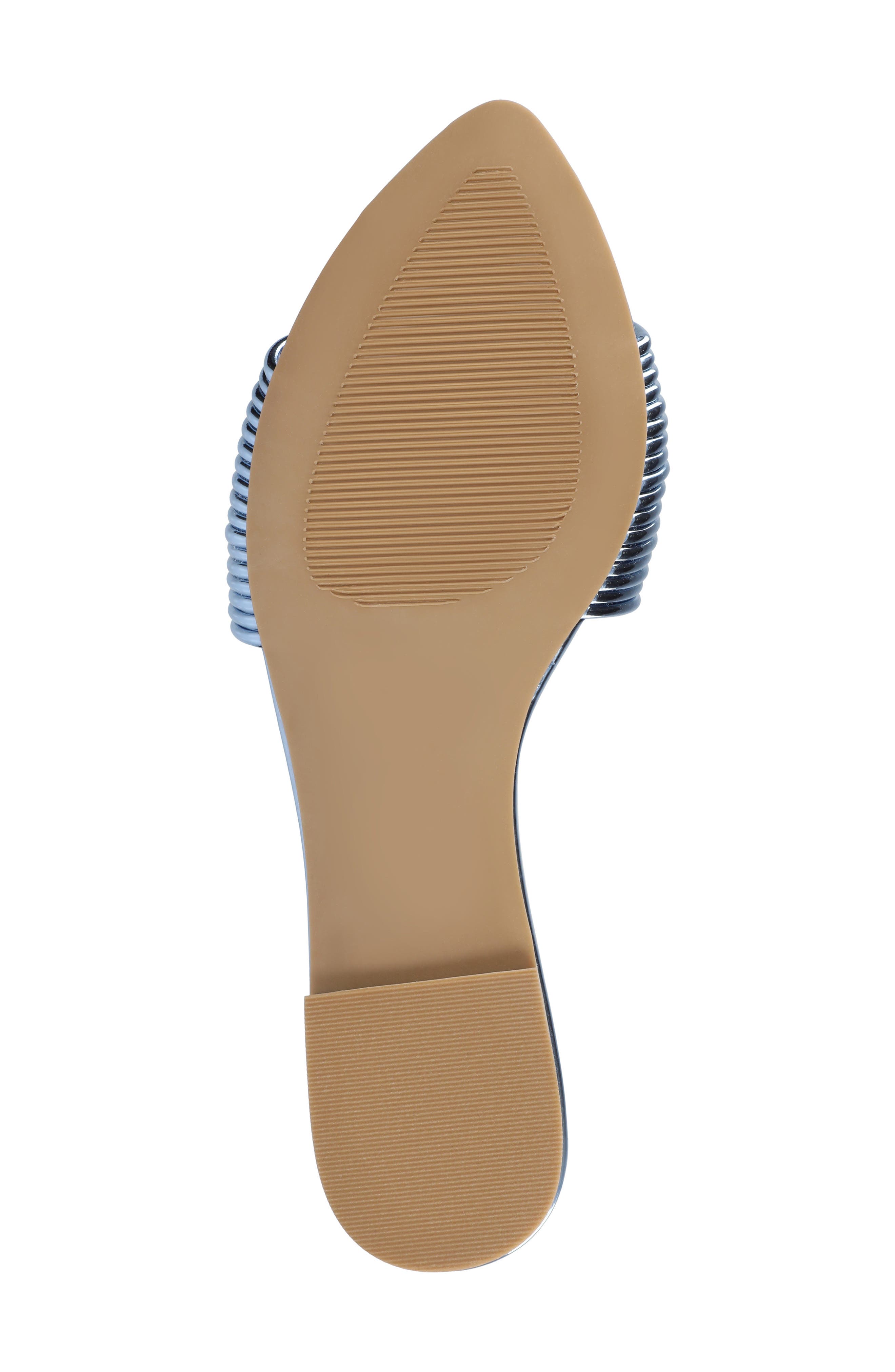 Feather Faux Leather Slide Sandal, Alternate, color, BLUE
