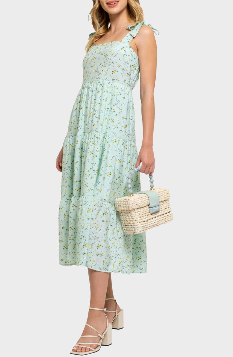 AUGUST SKY Floral Tie Strap Sundress, Alternate, color, Mint Multi