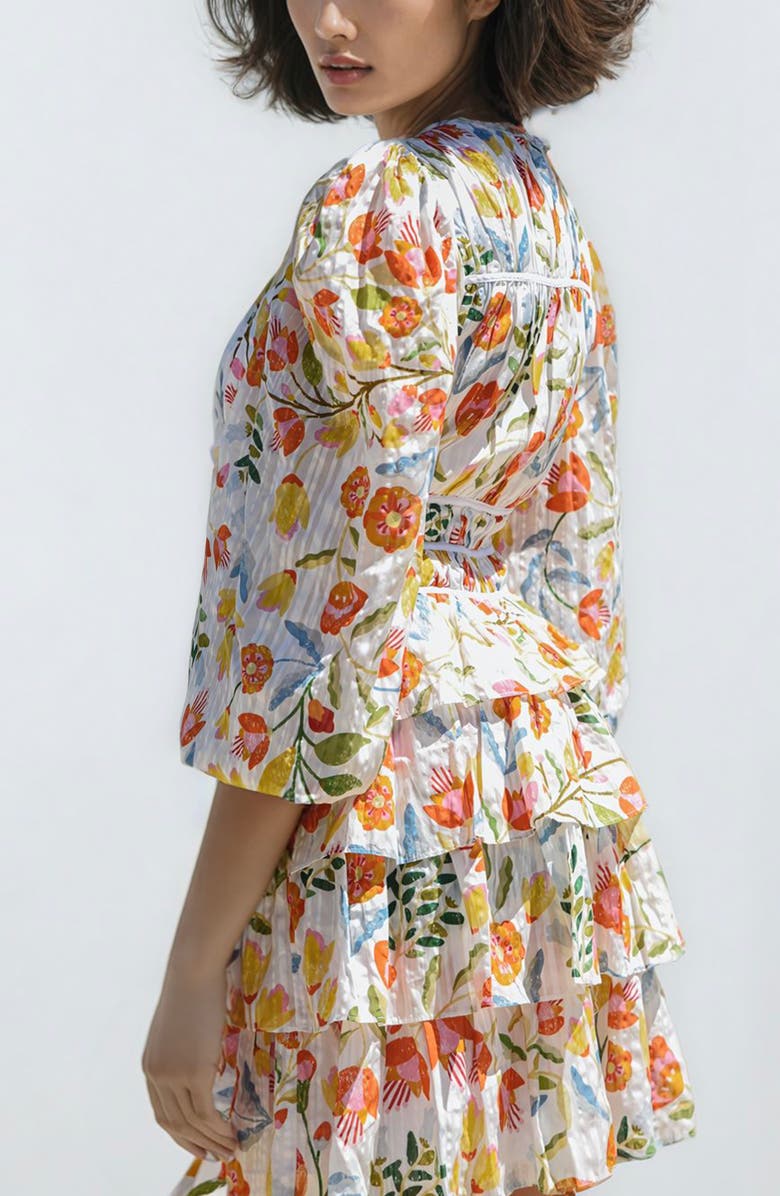 Jessie Zhao New York Flower Land Cotton Viscose Voile Mini Dress, Alternate, color, Green