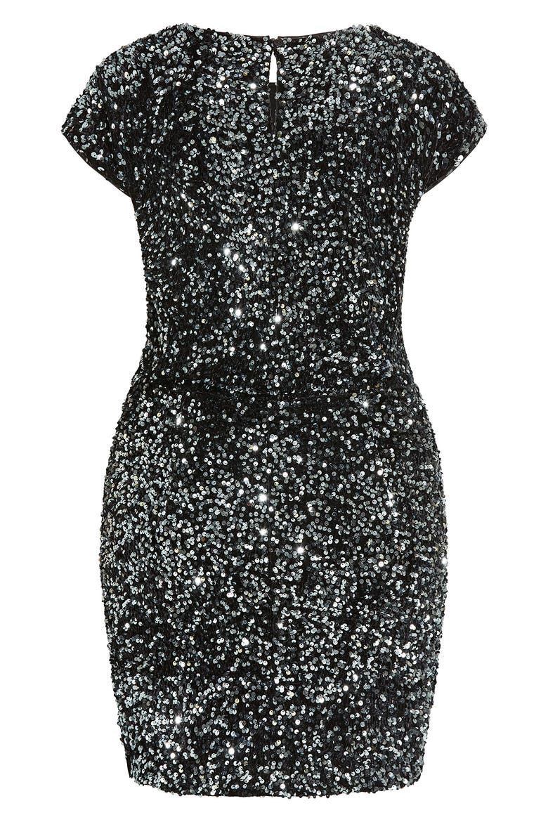 Sequin Cocktail Dress, Alternate, color, BLACK