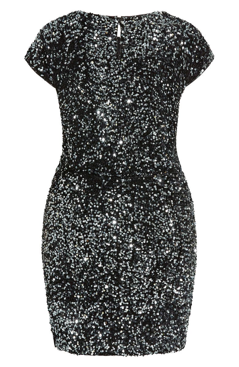City Chic Sequin Cocktail Dress, Alternate, color, 