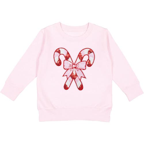 Sweet Wink Candy Cane Patch Christmas Sweatshirt In Pink