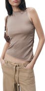 MANGO Asymmetric Ruched Sleeveless Top