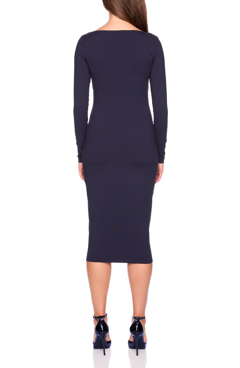 Susana Monaco Scoop Long Sleeve Midi Dress, Alternate, color, Midnight
