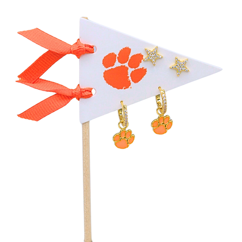Clemson University Pennant Pair Earring Set