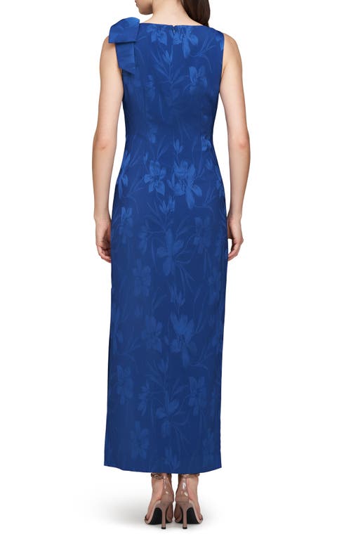 Js Collections Vivienne Stretch Jacquard Gown In Blue Quartz