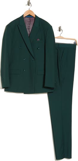 Slim Fit Solid Double Breasted Suit