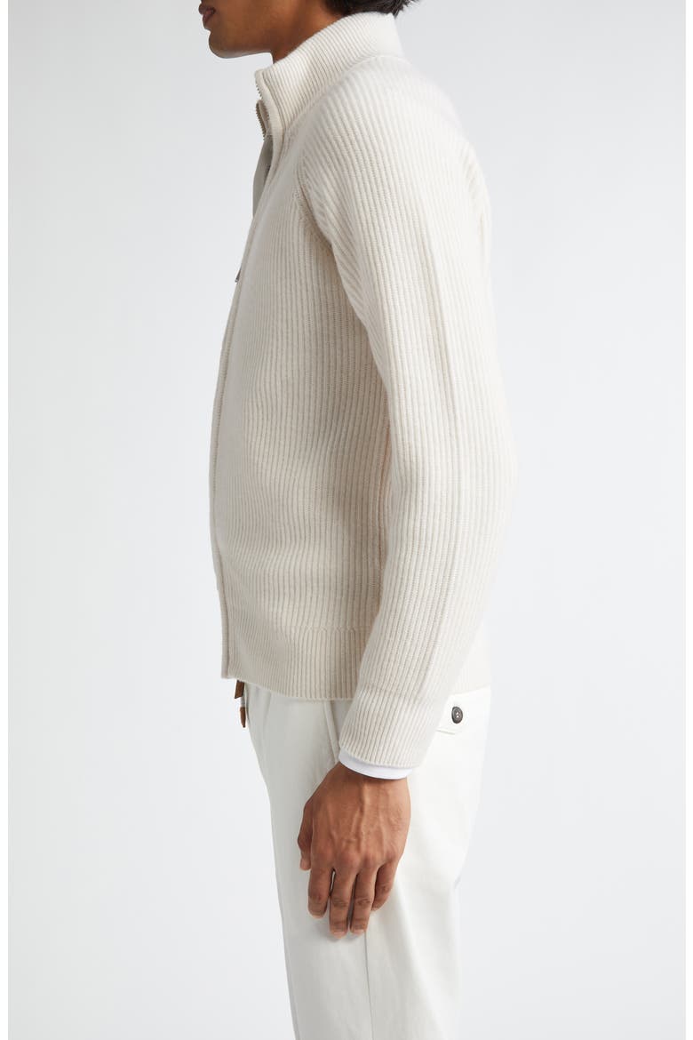 Rib Cashmere Cardigan, Alternate, color, WHITE AND IVORY