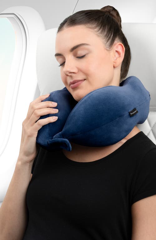Brookstone Ultra Dorm Memory Foam Neck Pillow In Blue
