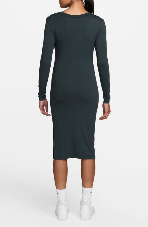 Nike Sportswear Chill Knit Long Sleeve Body-con Dress In Green