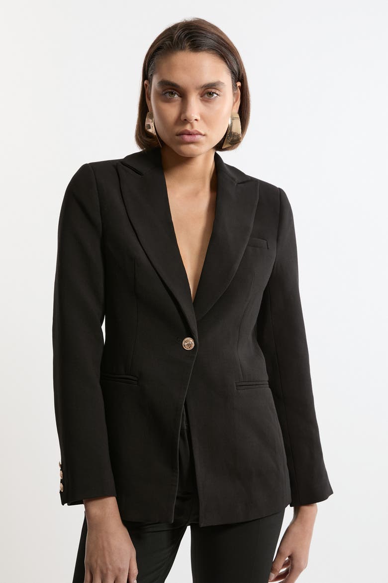 Tailored Single Breasted Blazer, Main, color, Black