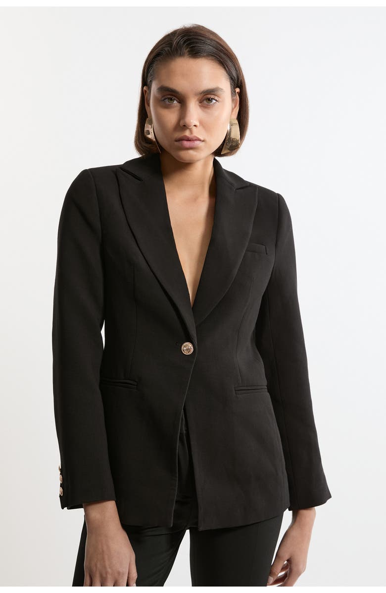 Karen Millen Tailored Single Breasted Blazer, Main, color, Black
