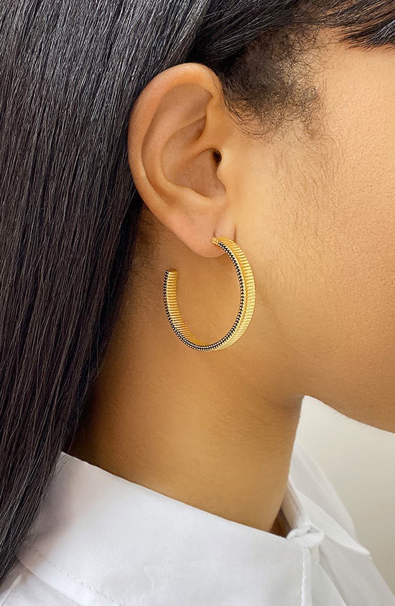 Adornia Ripple 38mm Hoop Earrings, Alternate, color, Yellow