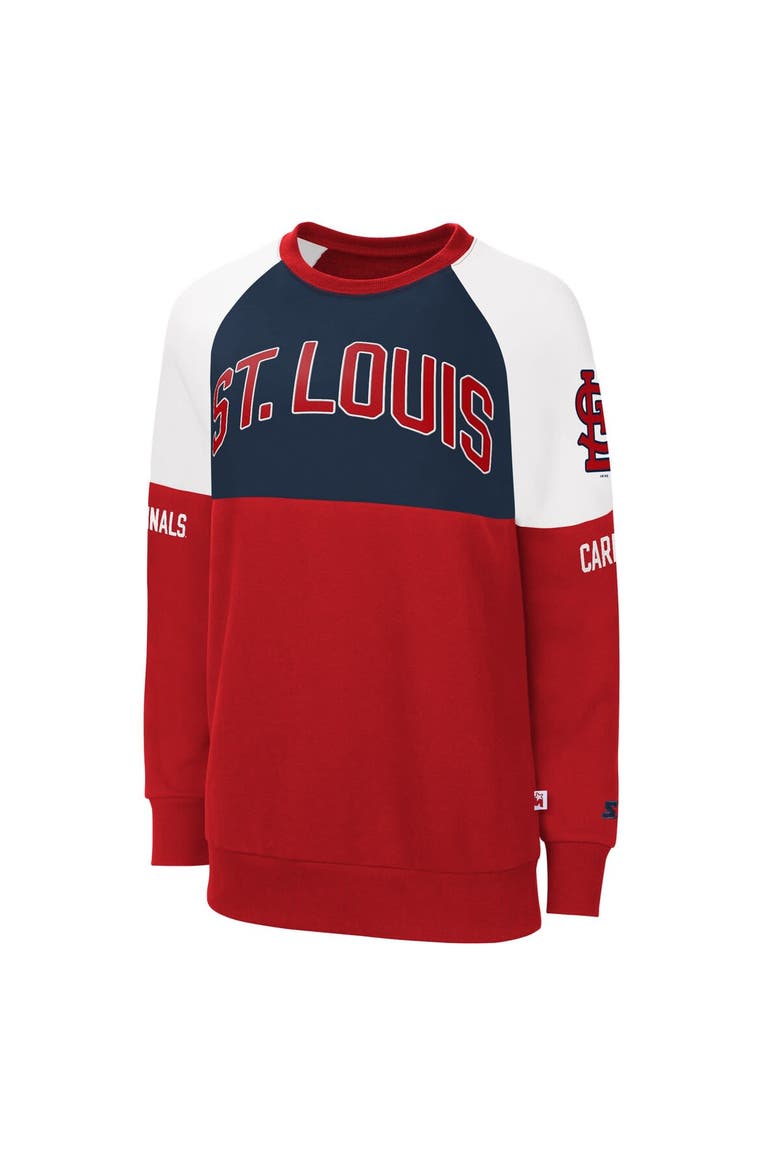 Women's Starter Red/Navy St. Louis Cardinals Baseline Raglan Pullover Sweatshirt, Alternate, color, Red